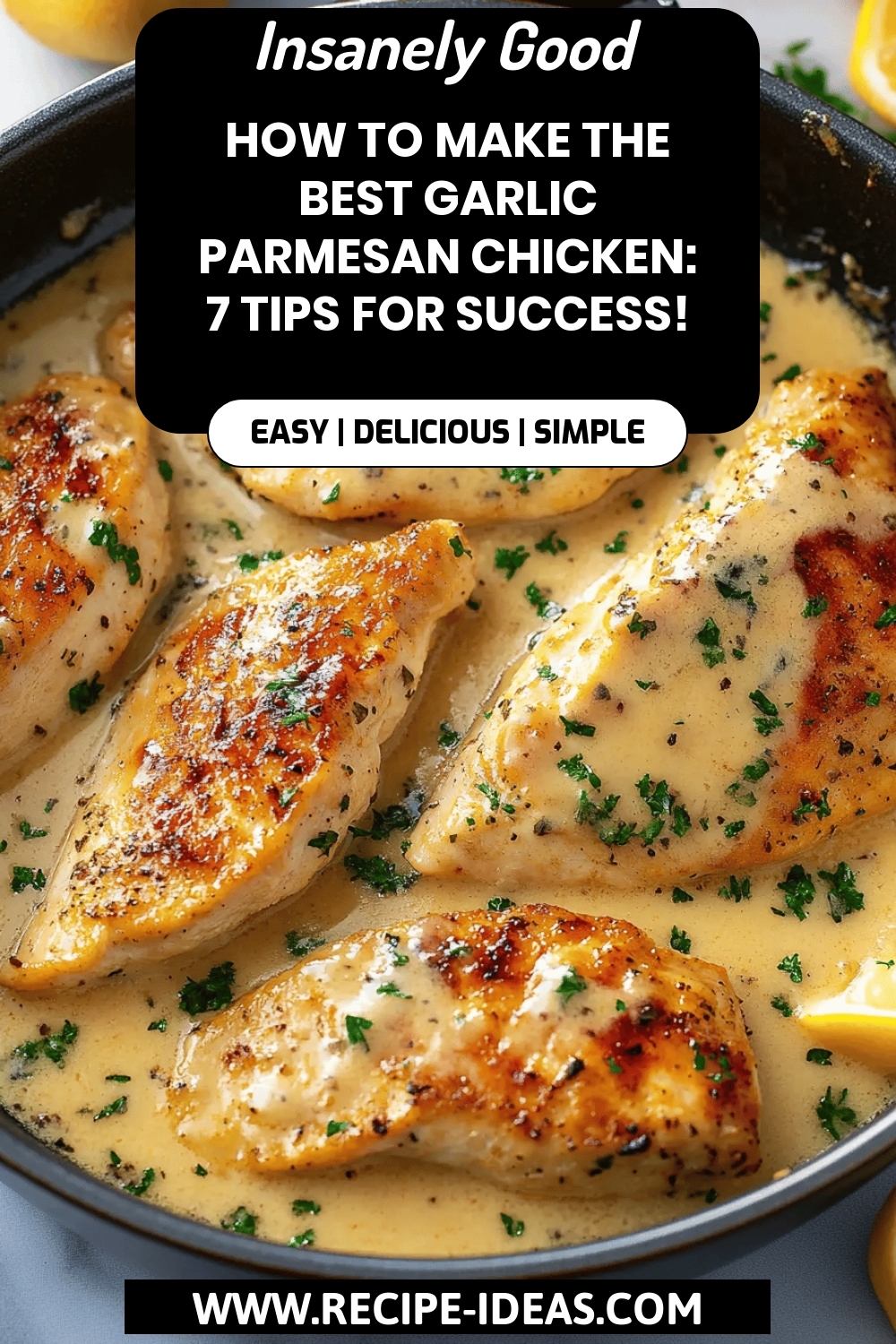 Garlic Parmesan Chicken final dish beautifully presented and ready to serve