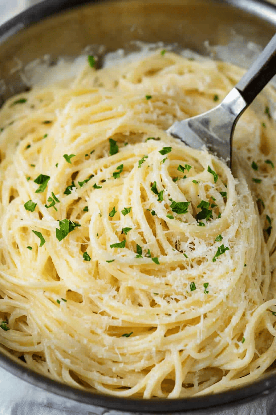 Garlic Parmesan Pasta ingredients organized and measured on kitchen counter