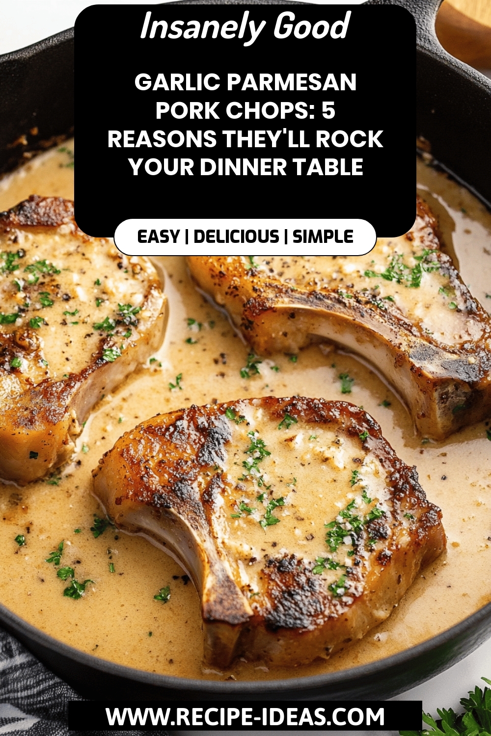 Garlic Parmesan Pork Chops final dish beautifully presented and ready to serve