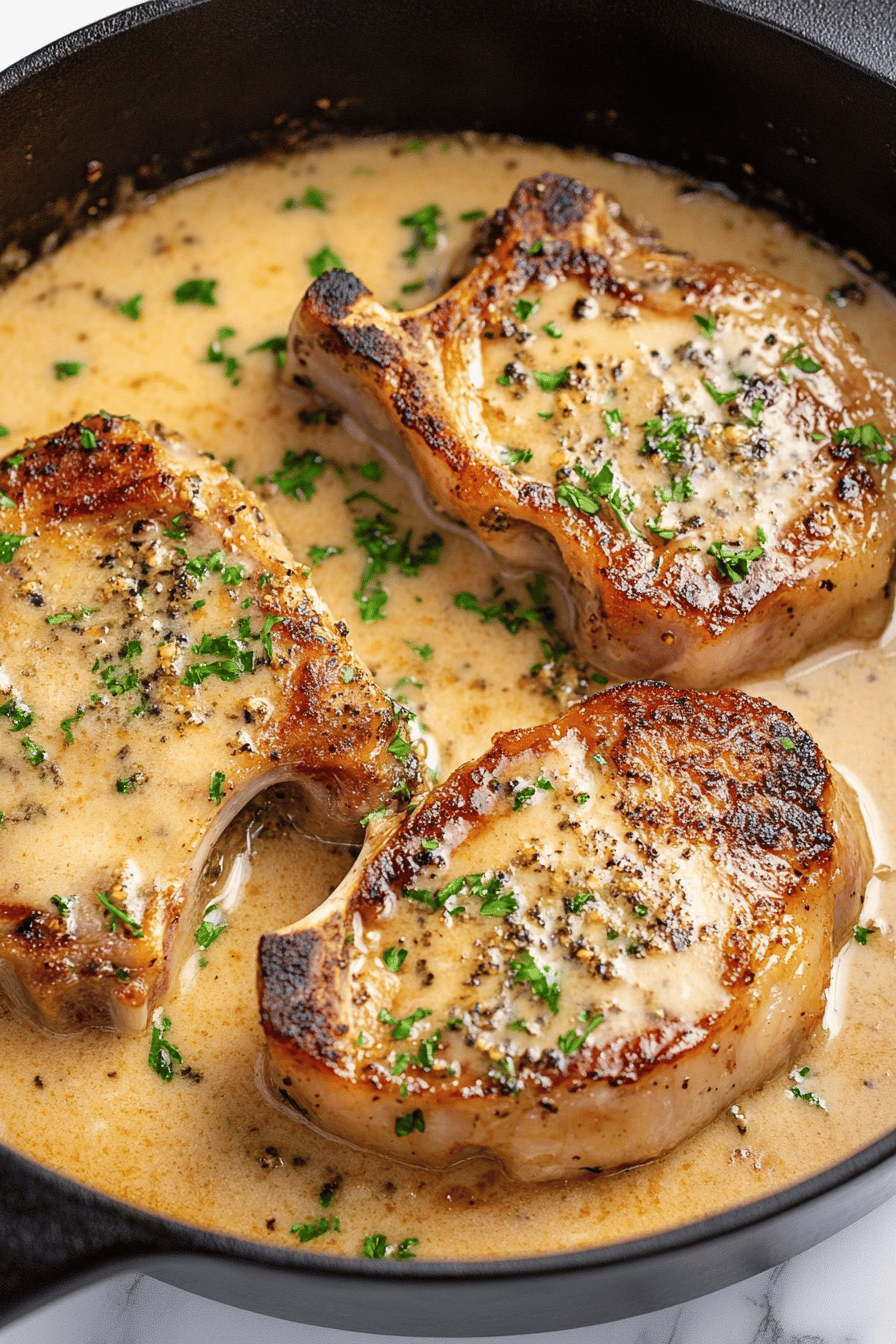 Garlic Parmesan Pork Chops ingredients organized and measured on kitchen counter