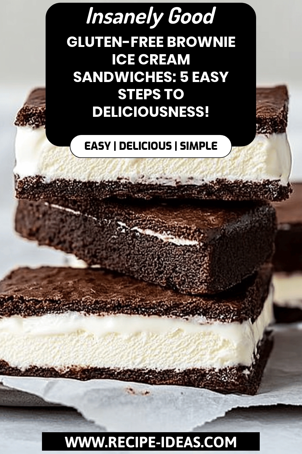 Gluten-Free Brownie Ice Cream Sandwiches final dish beautifully presented and ready to serve