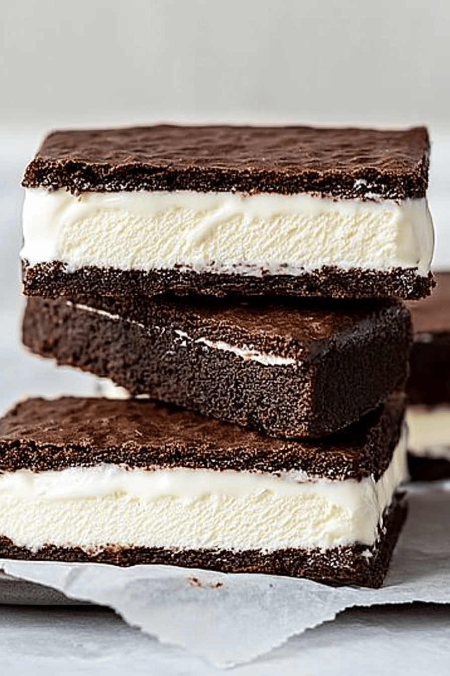 Gluten-Free Brownie Ice Cream Sandwiches slice on plate showing perfect texture and swirl pattern