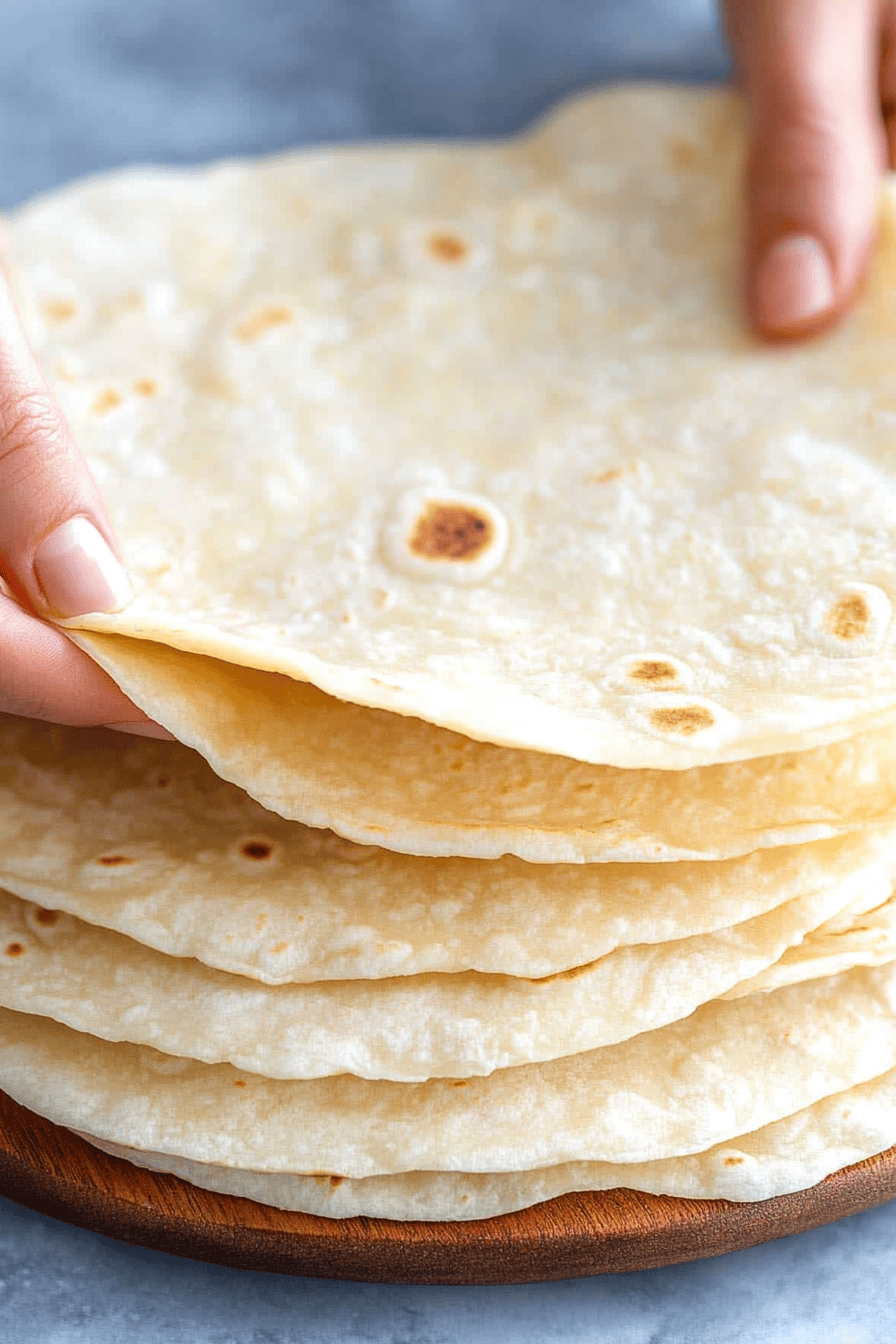 Gluten-Free Flour Tortillas slice on plate showing perfect texture and swirl pattern