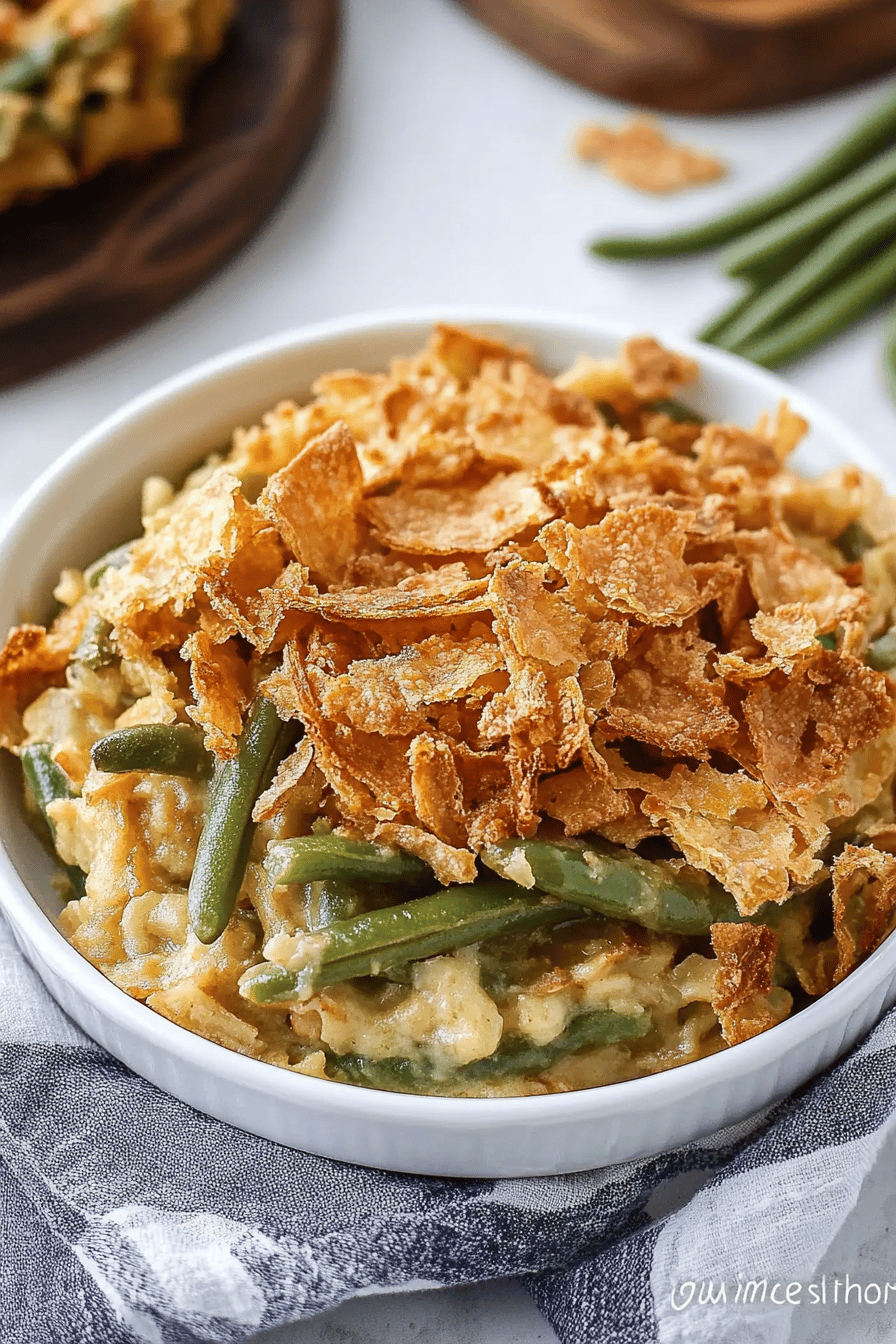 Green Bean Casserole final dish beautifully presented and ready to serve