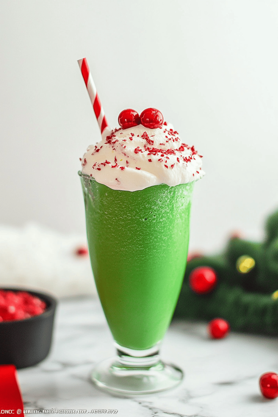 Grinch Milkshake Recipe ingredients organized and measured on kitchen counter