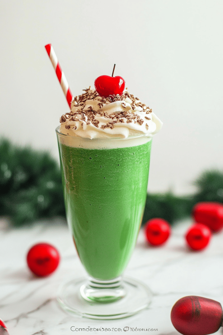 Grinch Milkshake Recipe slice on plate showing perfect texture and swirl pattern