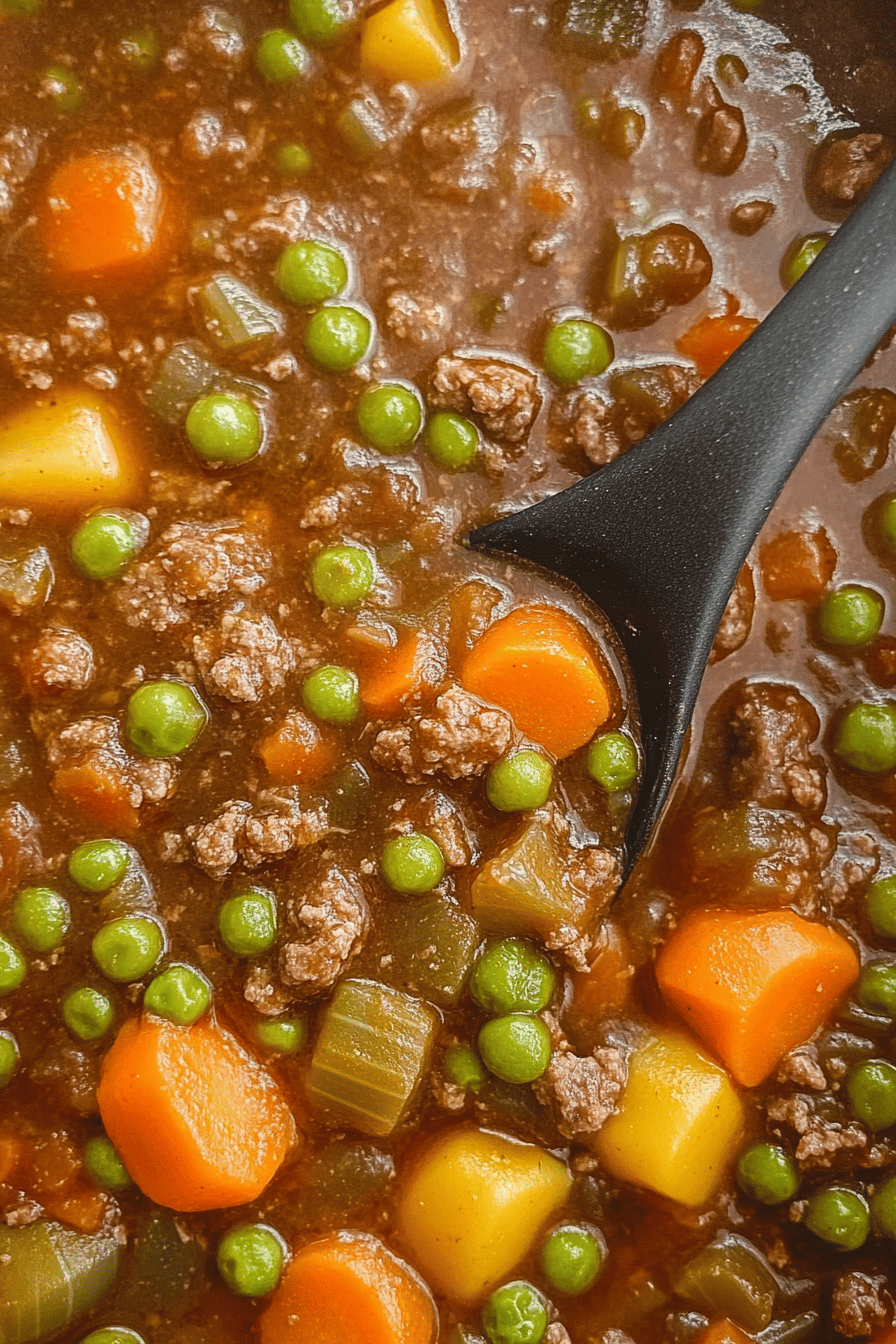 Ground Beef Stew ingredients organized and measured on kitchen counter