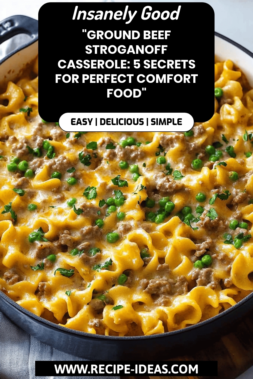 Ground Beef Stroganoff Casserole final dish beautifully presented and ready to serve