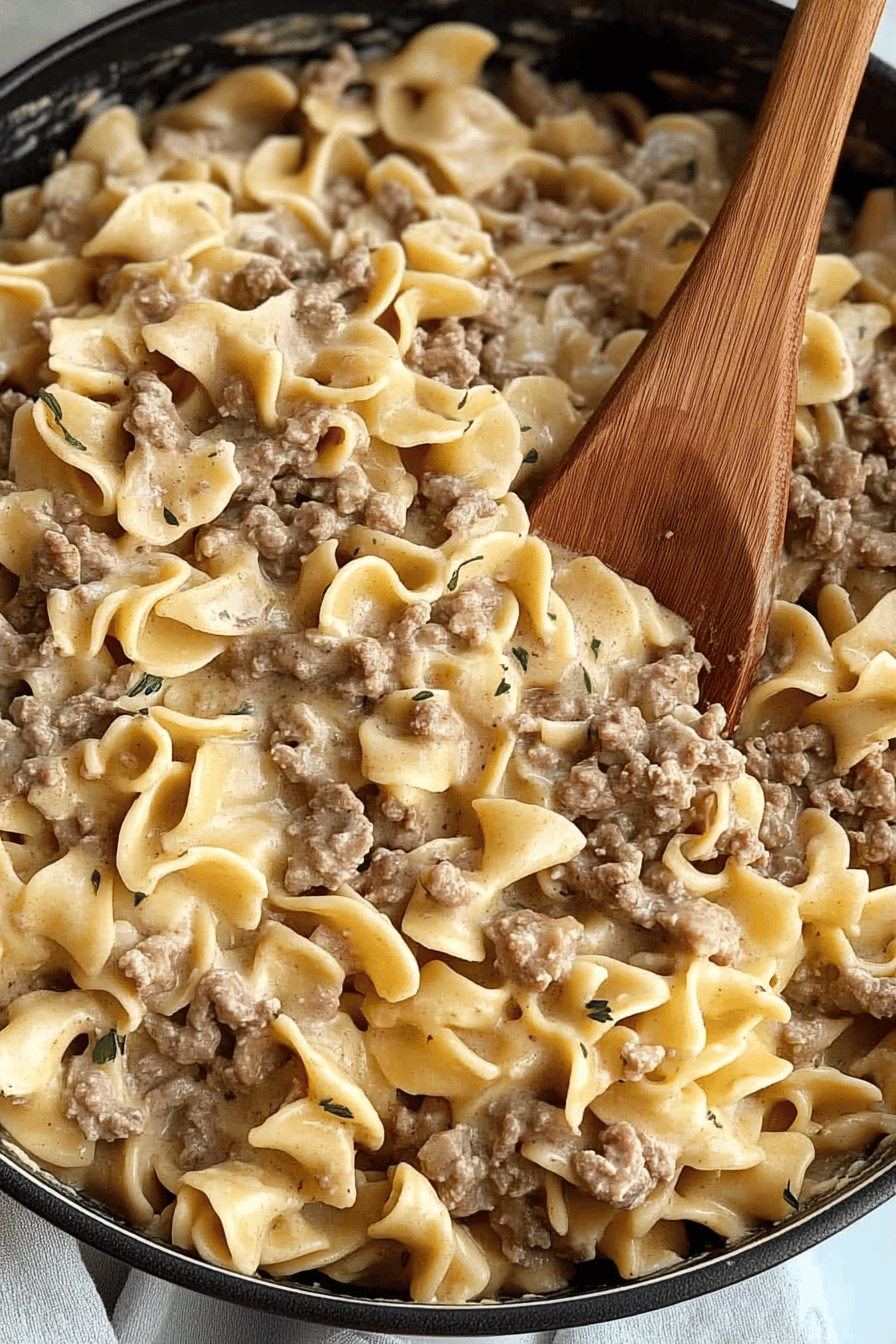 Ground Beef Stroganoff Recipe final dish beautifully presented and ready to serve
