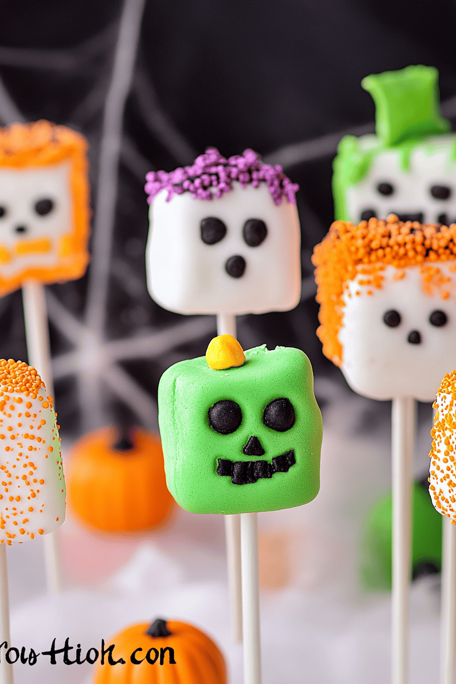 Halloween Marshmallows ingredients organized and measured on kitchen counter