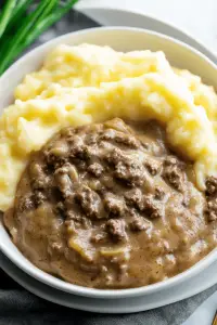 Hamburger Gravy final dish beautifully presented and ready to serve