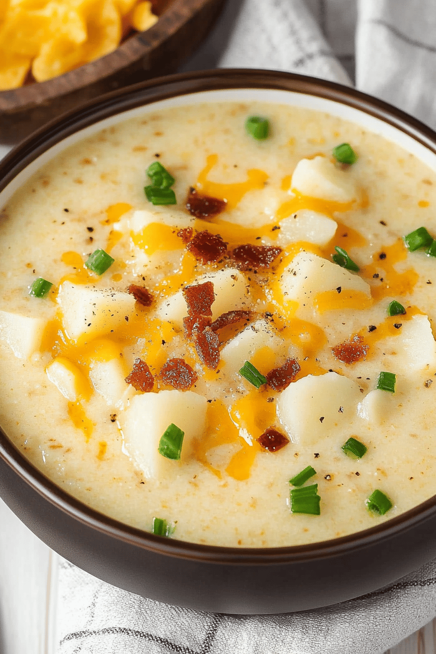 Hash Brown Potato Soup ingredients organized and measured on kitchen counter