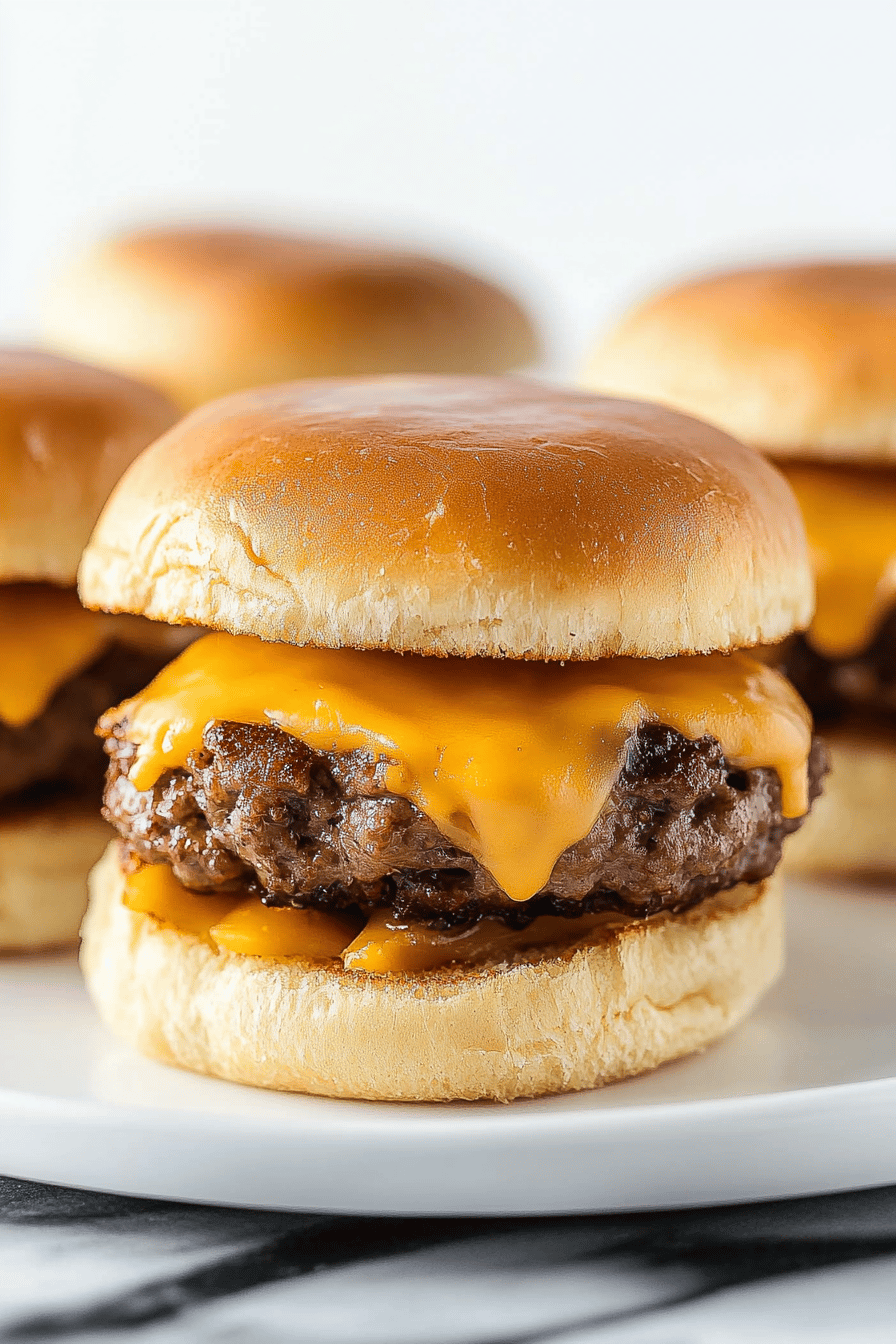 Hawaiian Roll Cheeseburger Sliders ingredients organized and measured on kitchen counter