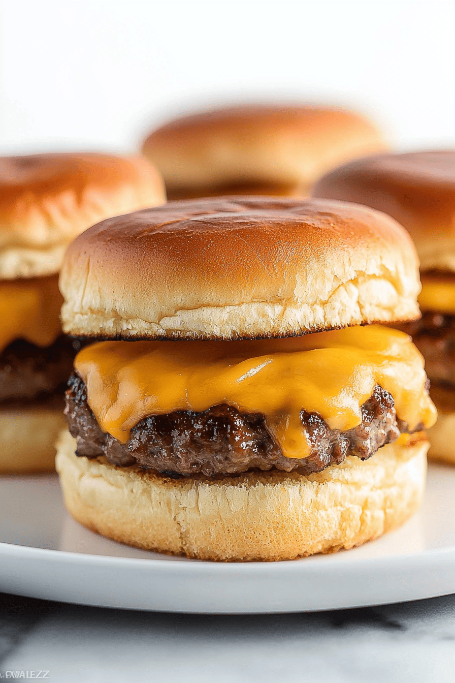 Hawaiian Roll Cheeseburger Sliders slice on plate showing perfect texture and swirl pattern