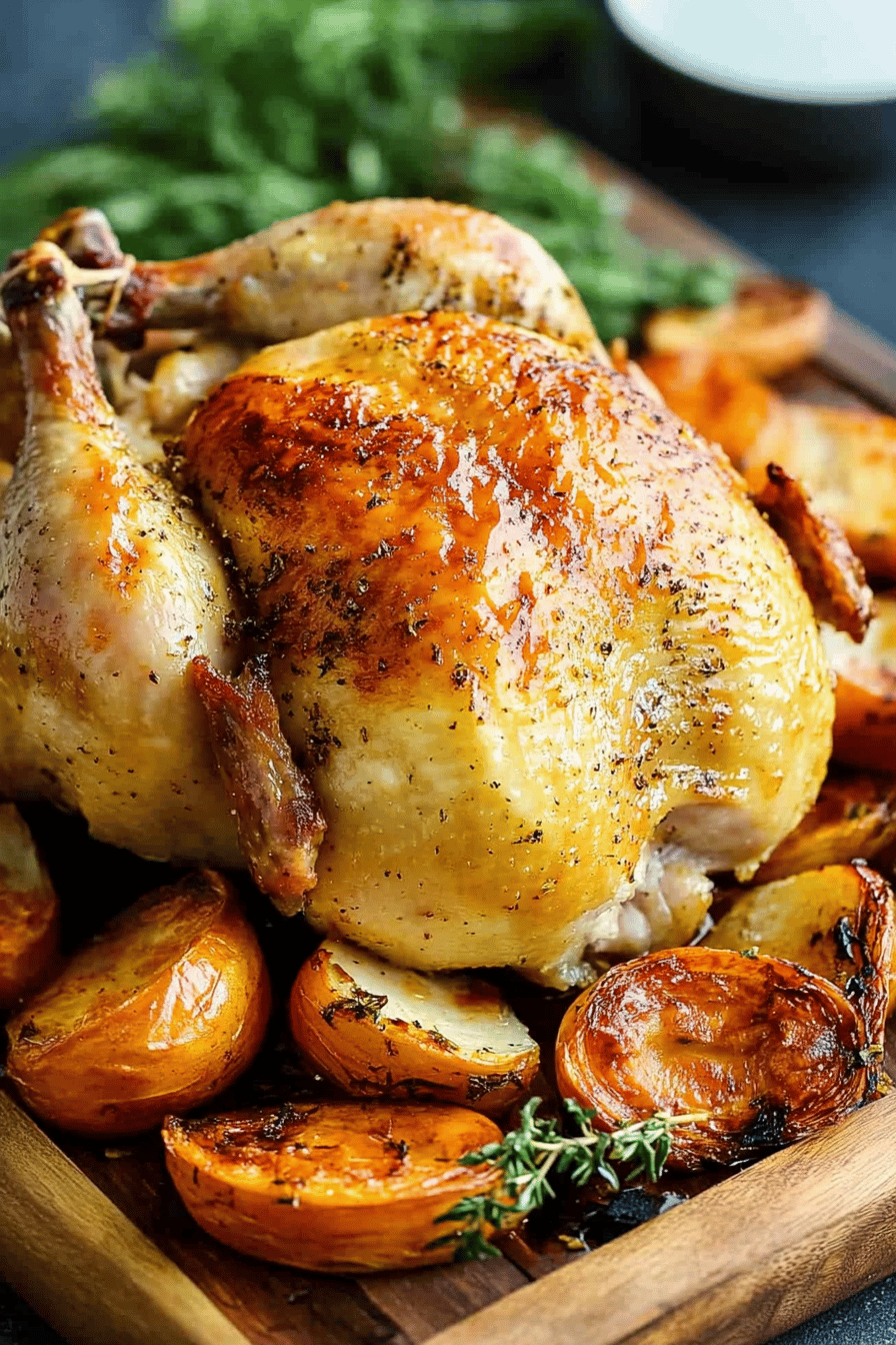 Ina Garten Roast Chicken slice on plate showing perfect texture and swirl pattern