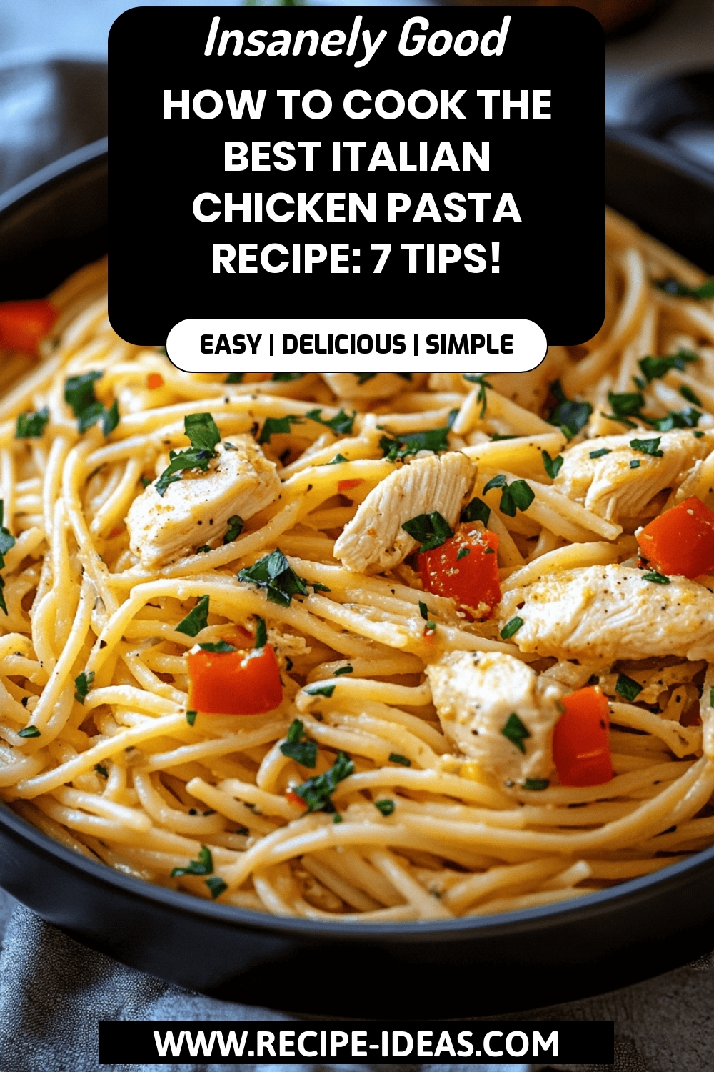 Italian Chicken Pasta Recipe final dish beautifully presented and ready to serve
