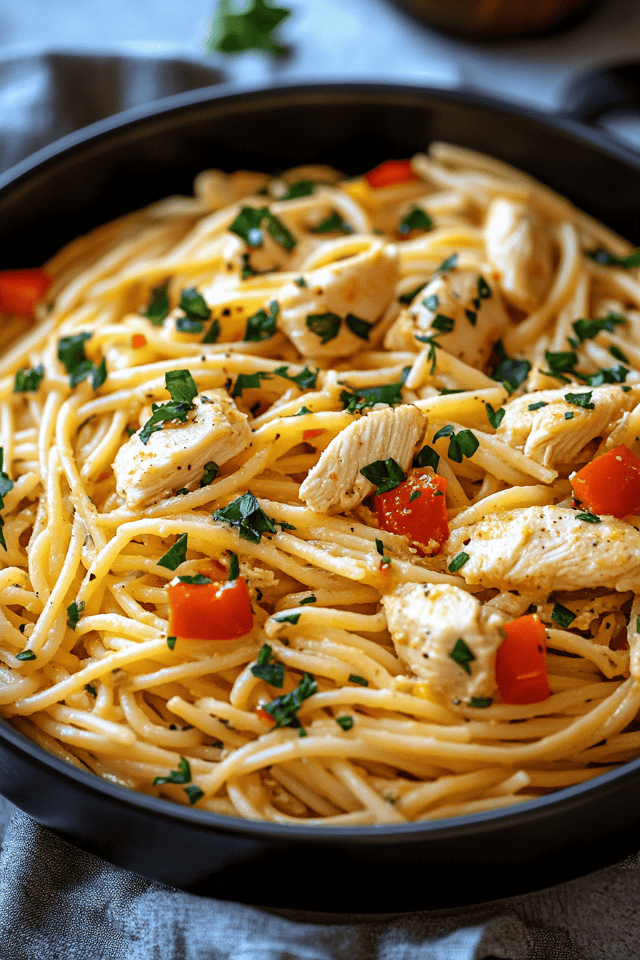 Italian Chicken Pasta Recipe slice on plate showing perfect texture and swirl pattern