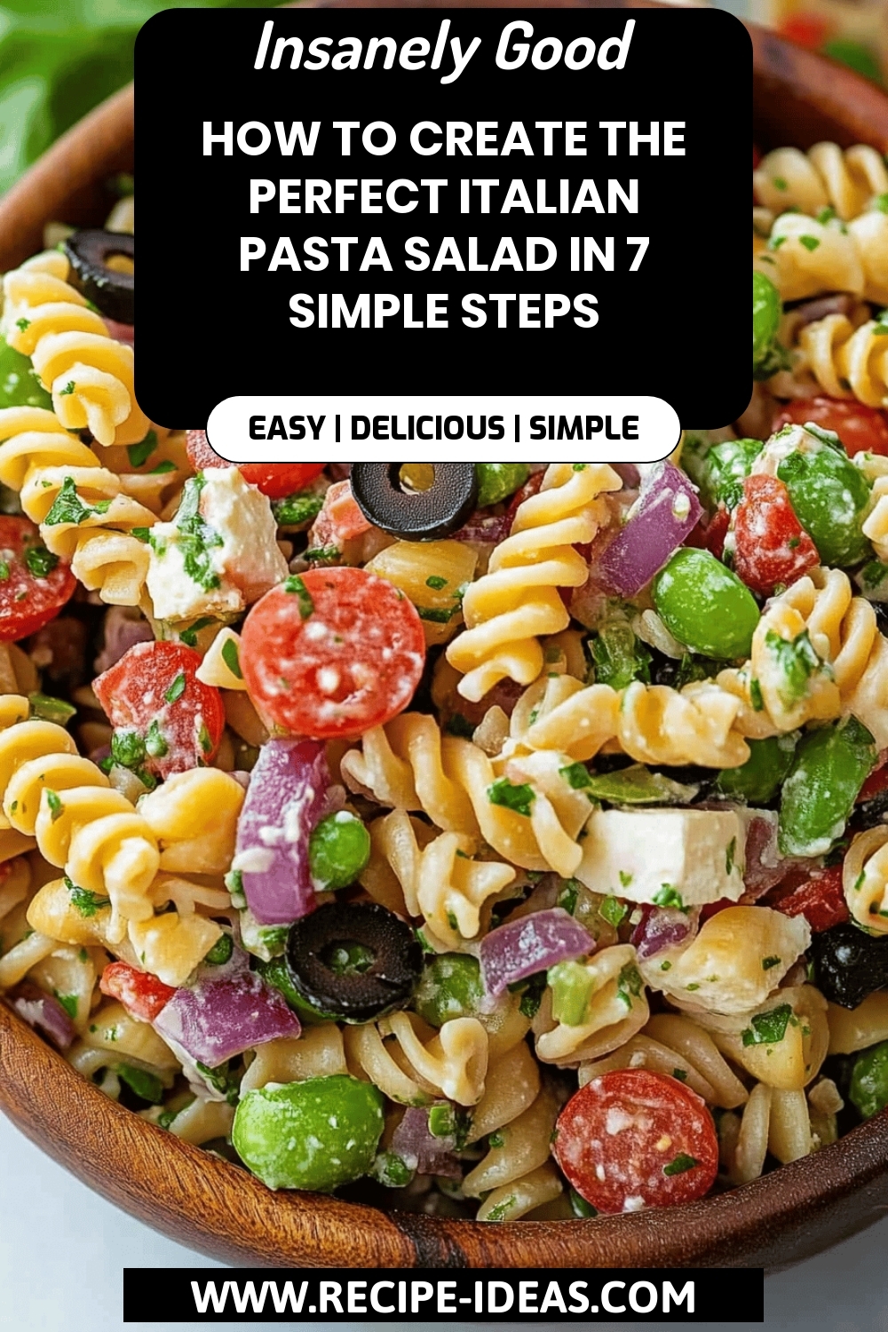 Italian Pasta Salad Recipe final dish beautifully presented and ready to serve