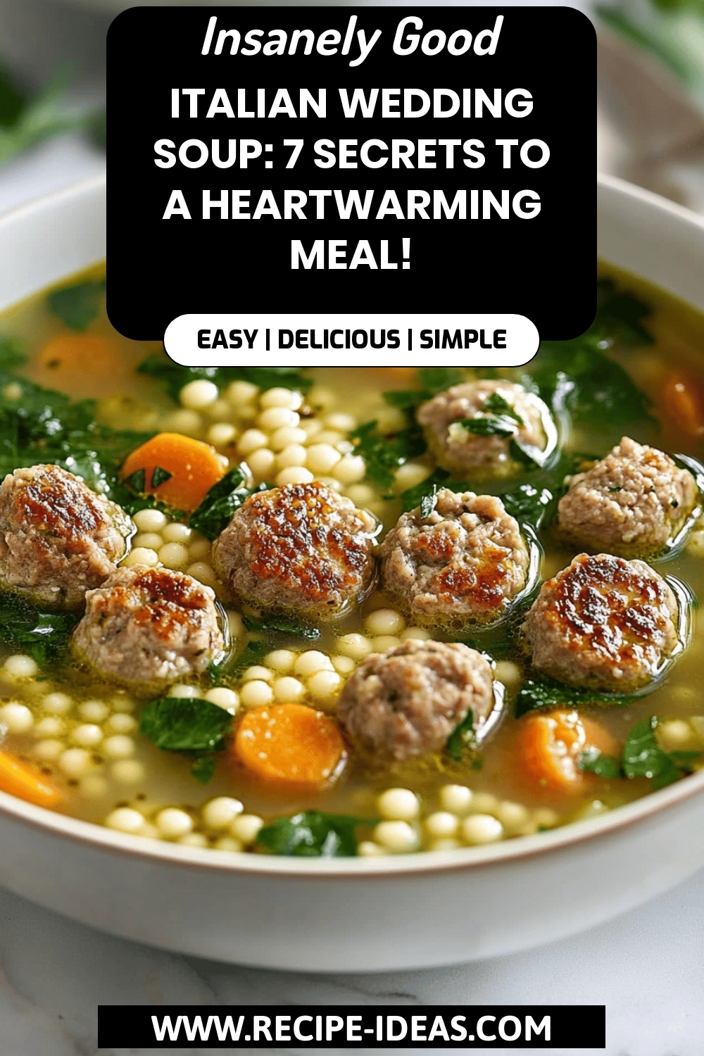 Italian Wedding Soup final dish beautifully presented and ready to serve