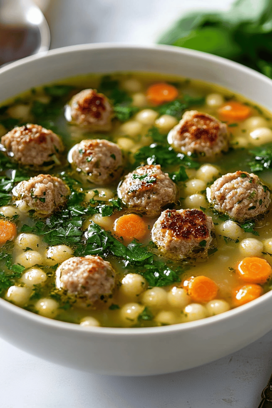 Italian Wedding Soup ingredients organized and measured on kitchen counter