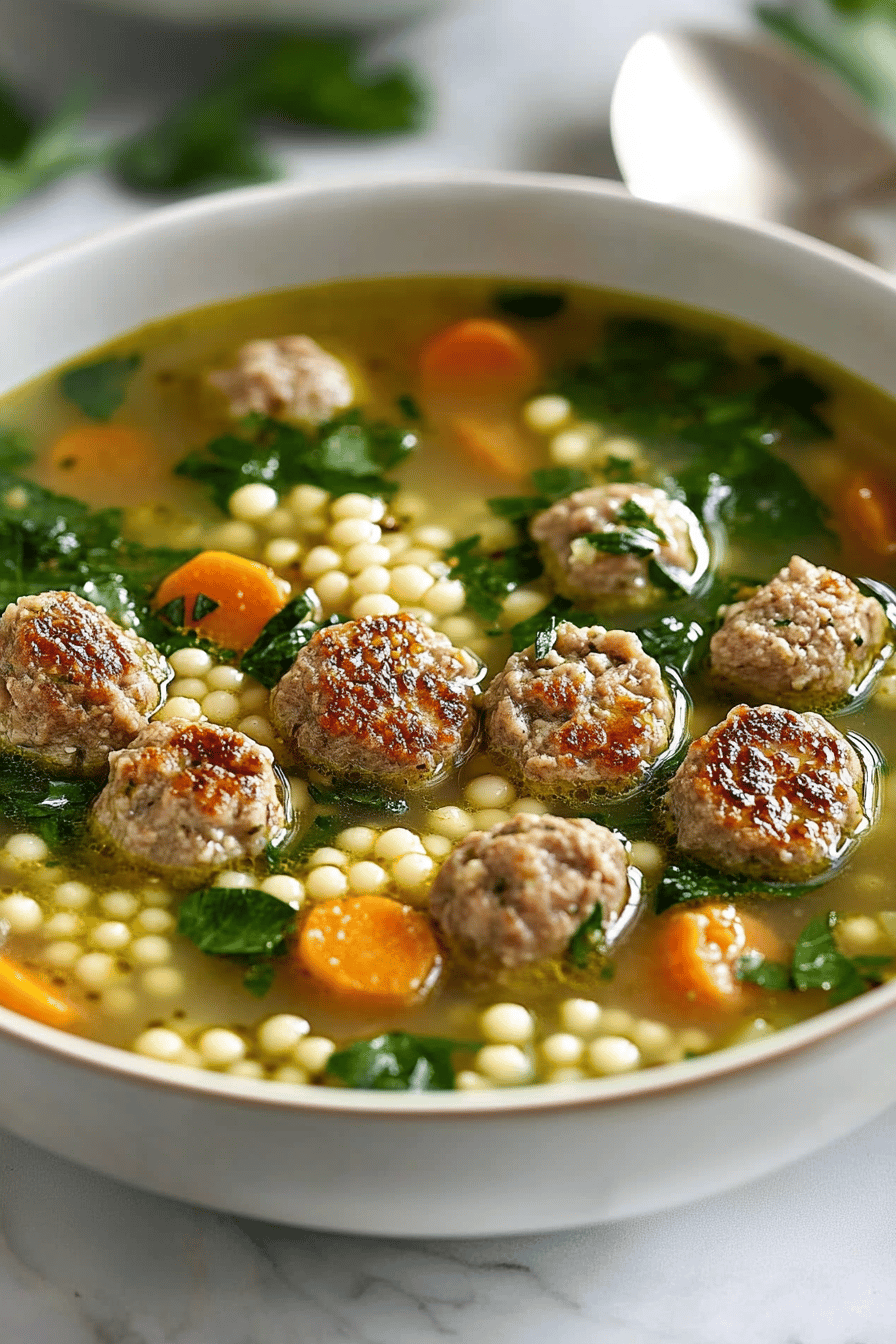 Italian Wedding Soup slice on plate showing perfect texture and swirl pattern