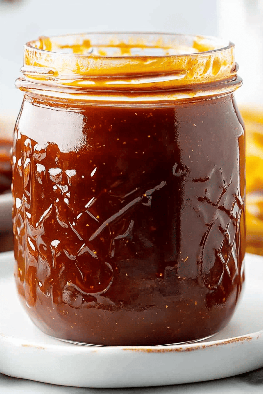 Kansas City BBQ Sauce Recipe slice on plate showing perfect texture and swirl pattern