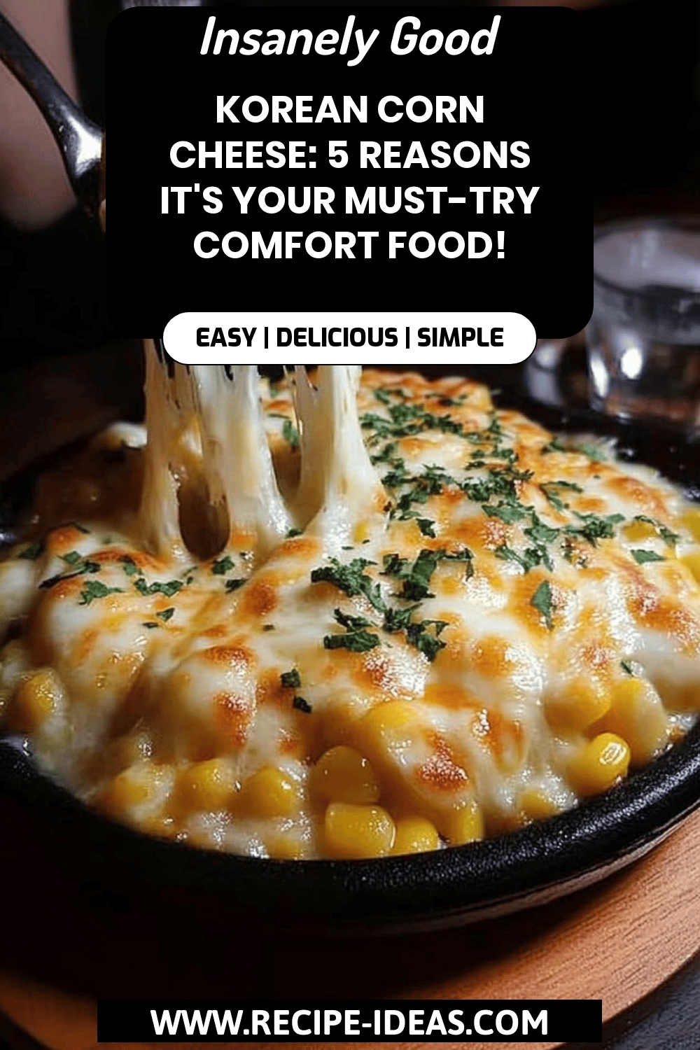 Korean Corn Cheese final dish beautifully presented and ready to serve