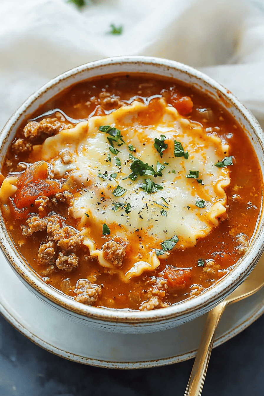 Lasagna Soup Recipe ingredients organized and measured on kitchen counter