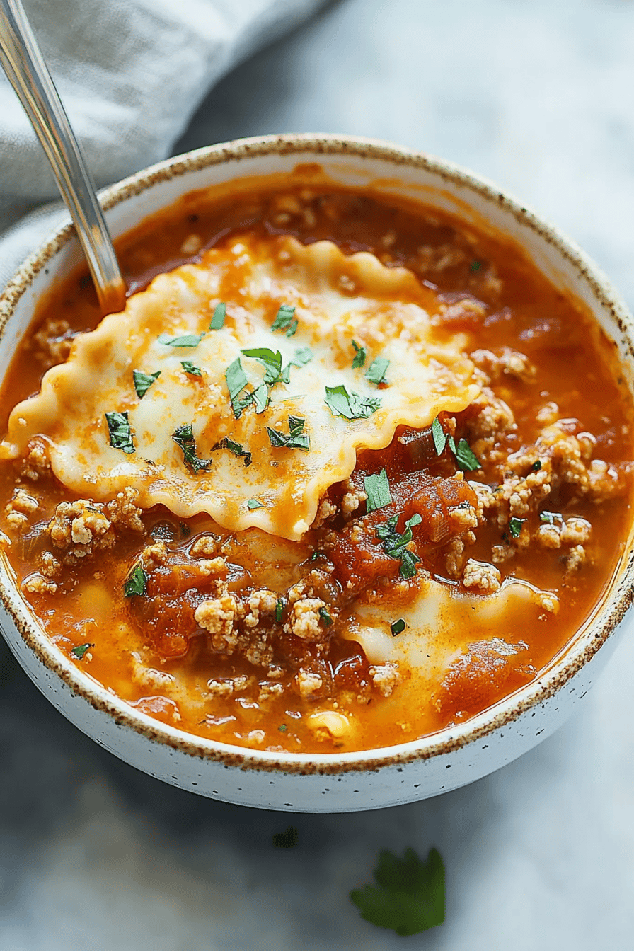 Lasagna Soup Recipe final dish beautifully presented and ready to serve