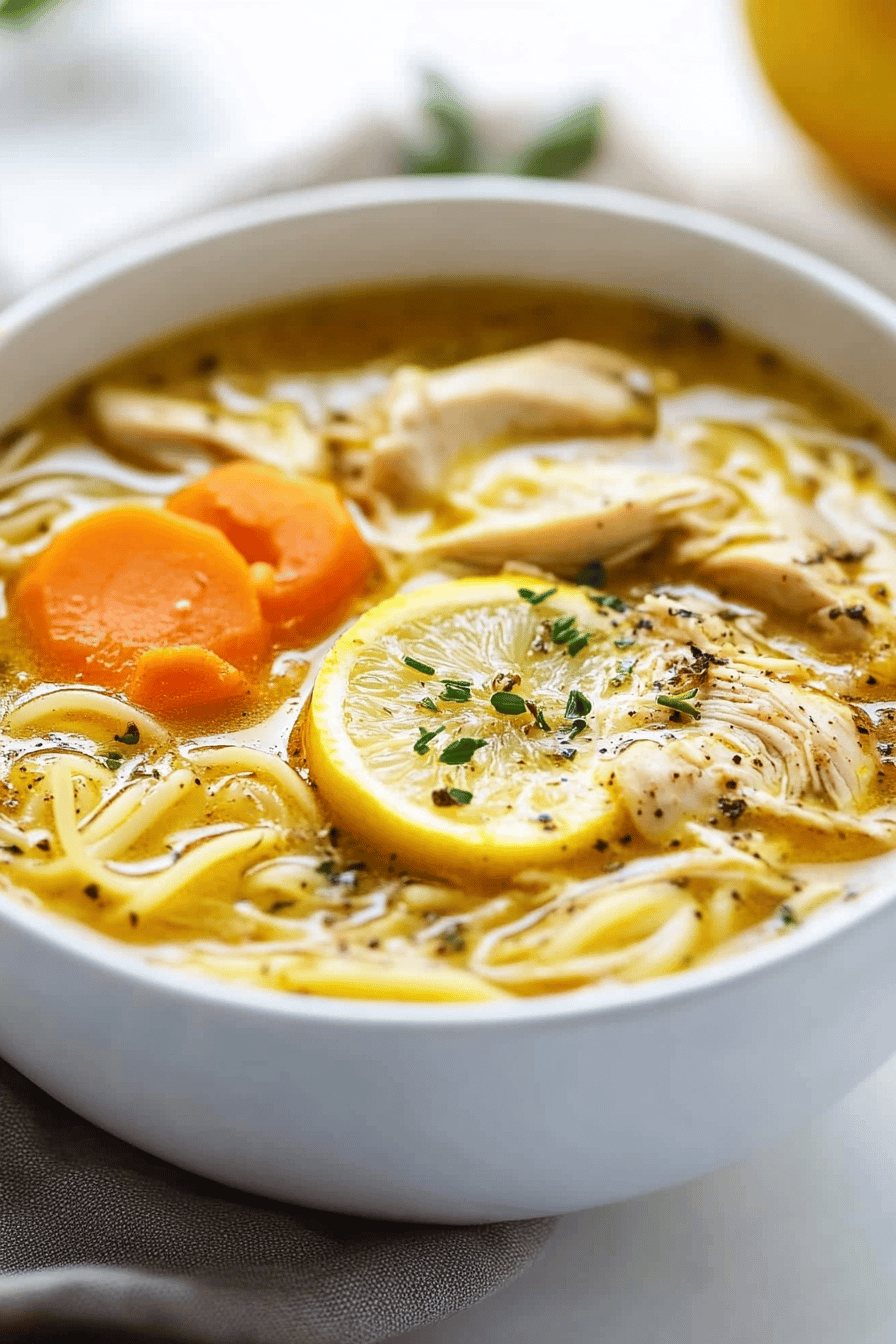 Lemon Chicken Soup final dish beautifully presented and ready to serve