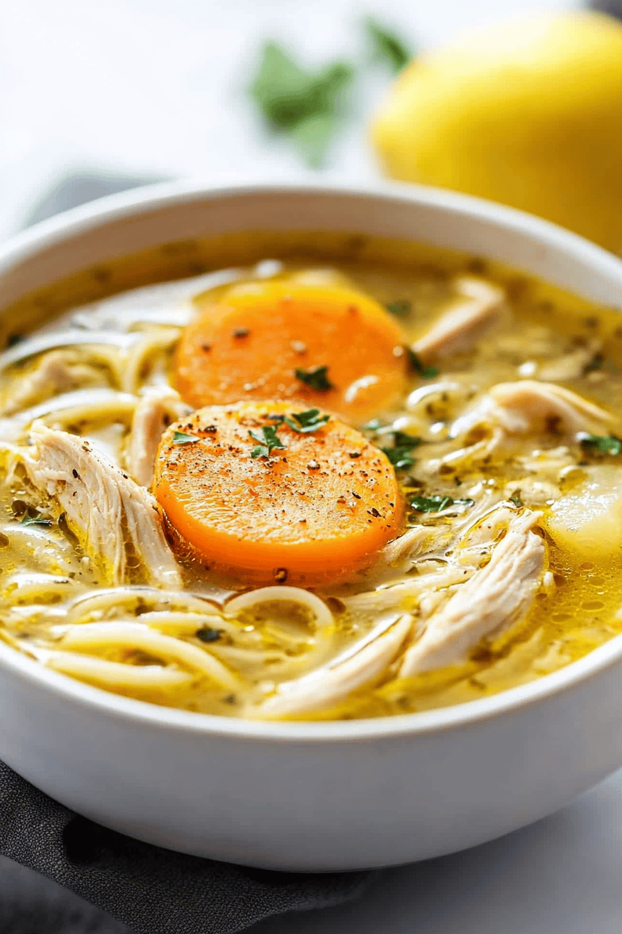 Lemon Chicken Soup final dish beautifully presented and ready to serve