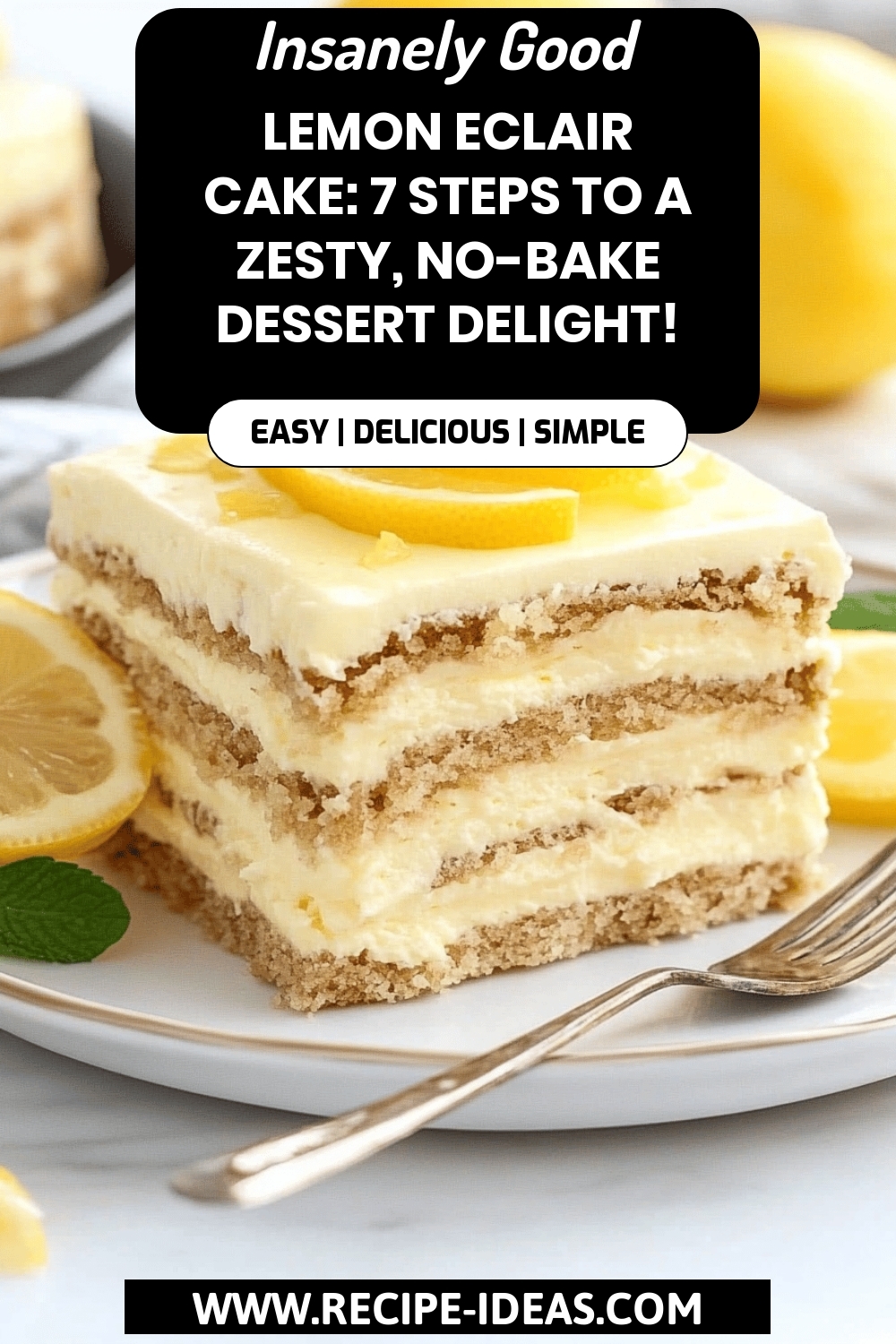 Lemon Eclair Cake final dish beautifully presented and ready to serve