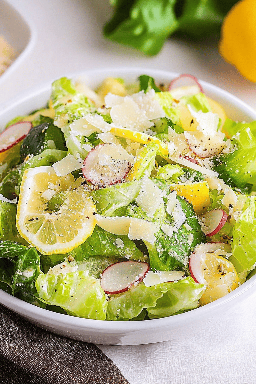 Lemon Parmesan Salad Recipe ingredients organized and measured on kitchen counter