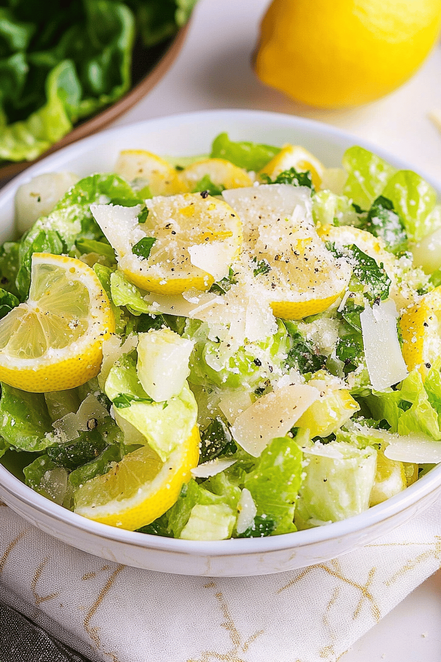 Lemon Parmesan Salad Recipe slice on plate showing perfect texture and swirl pattern