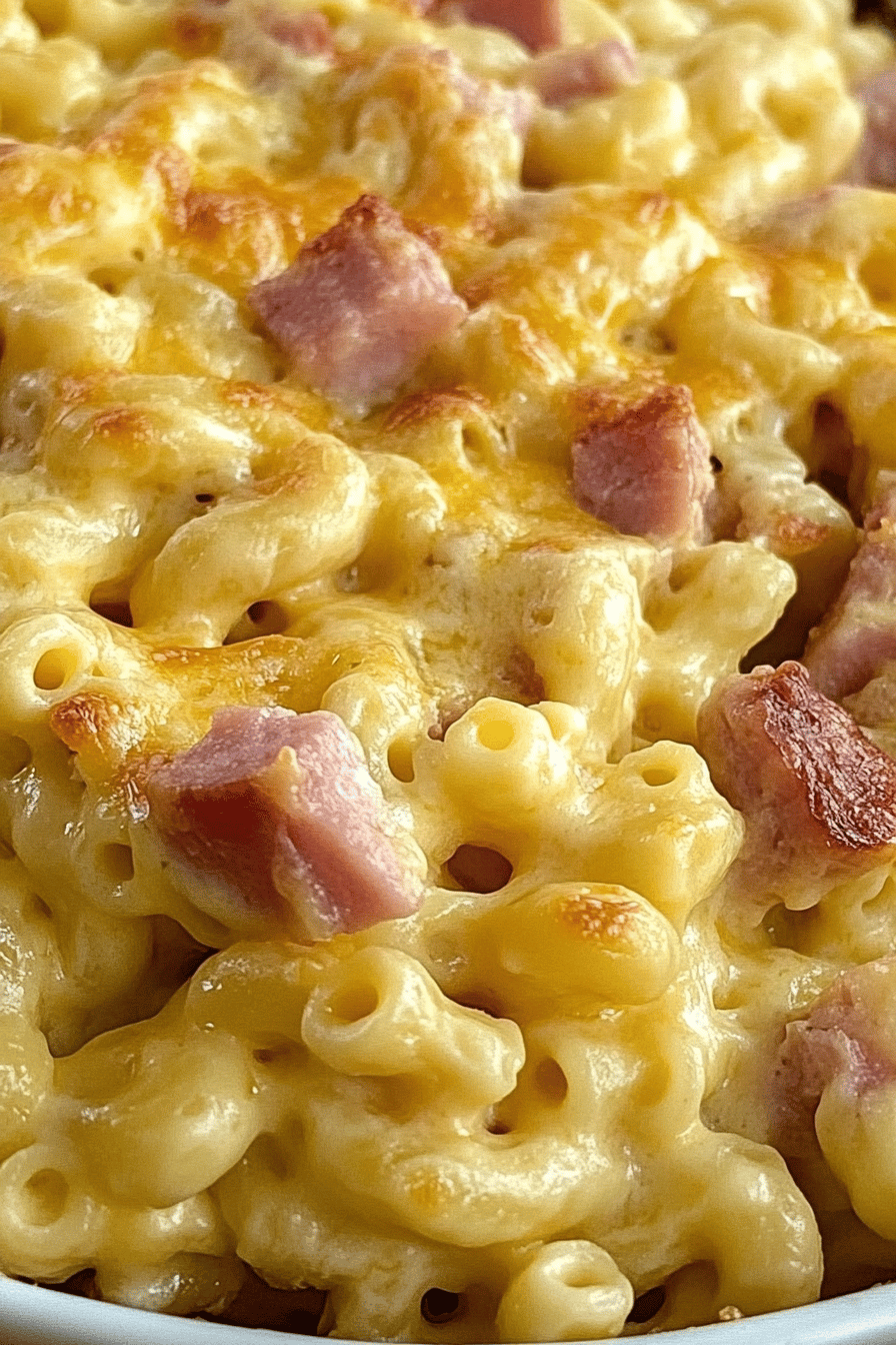 Macaroni Cheese Ham Casserole ingredients organized and measured on kitchen counter