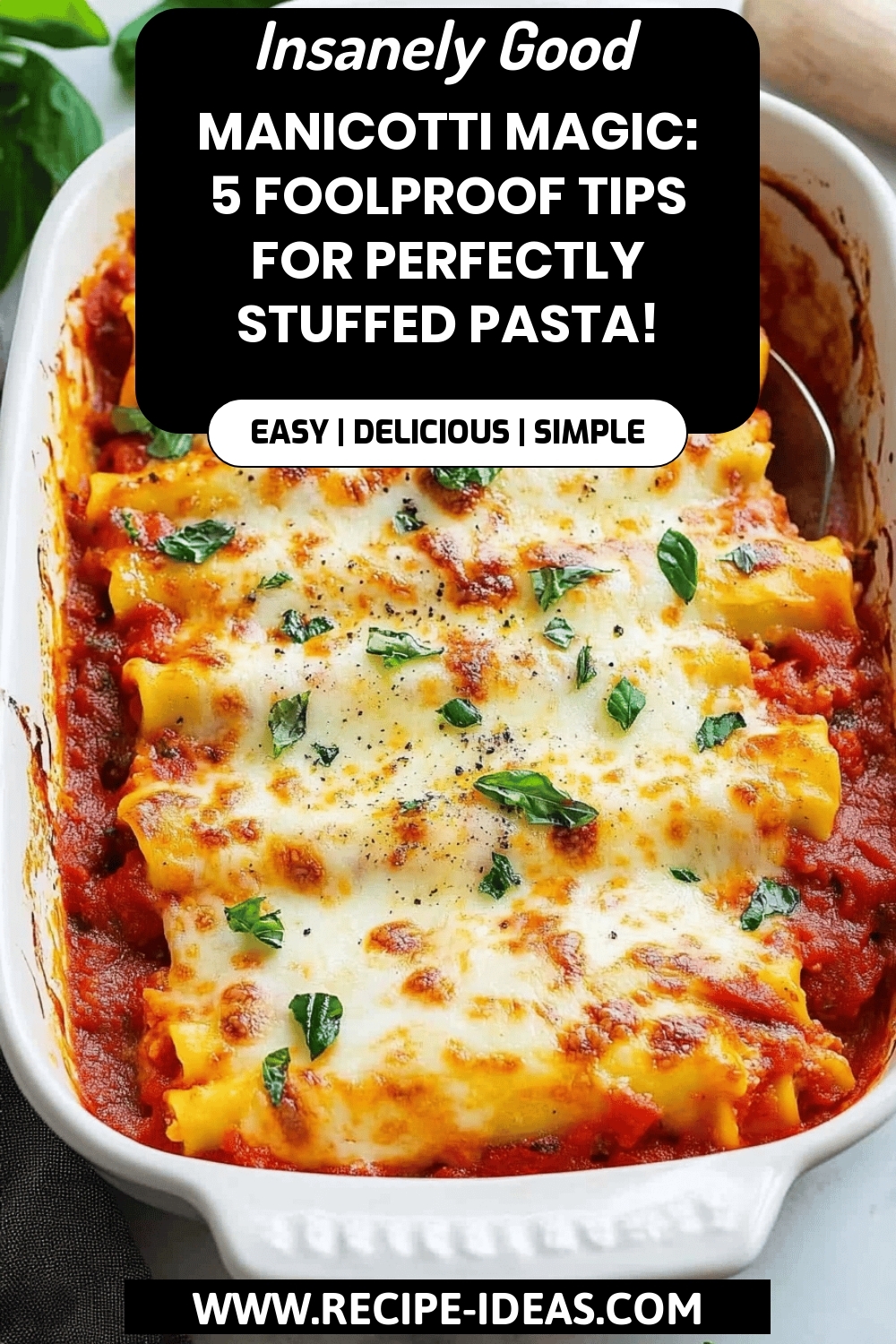 Manicotti Recipes final dish beautifully presented and ready to serve