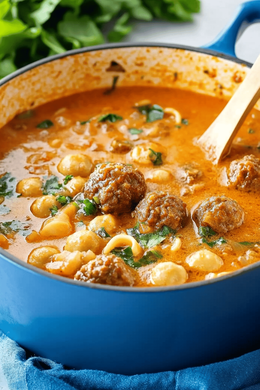 Meatball Soup Recipe ingredients organized and measured on kitchen counter