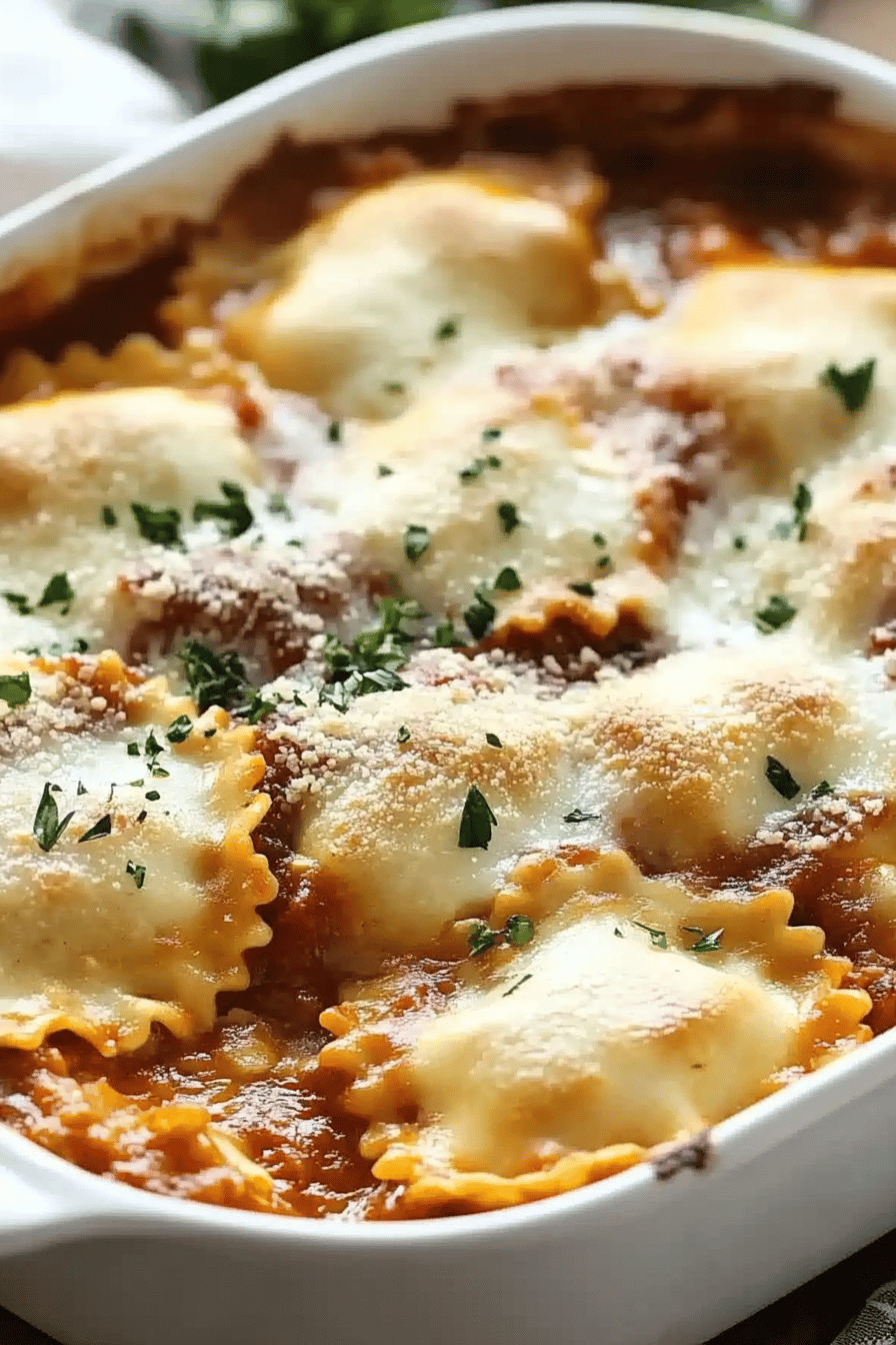 Million Dollar Ravioli Casserole ingredients organized and measured on kitchen counter