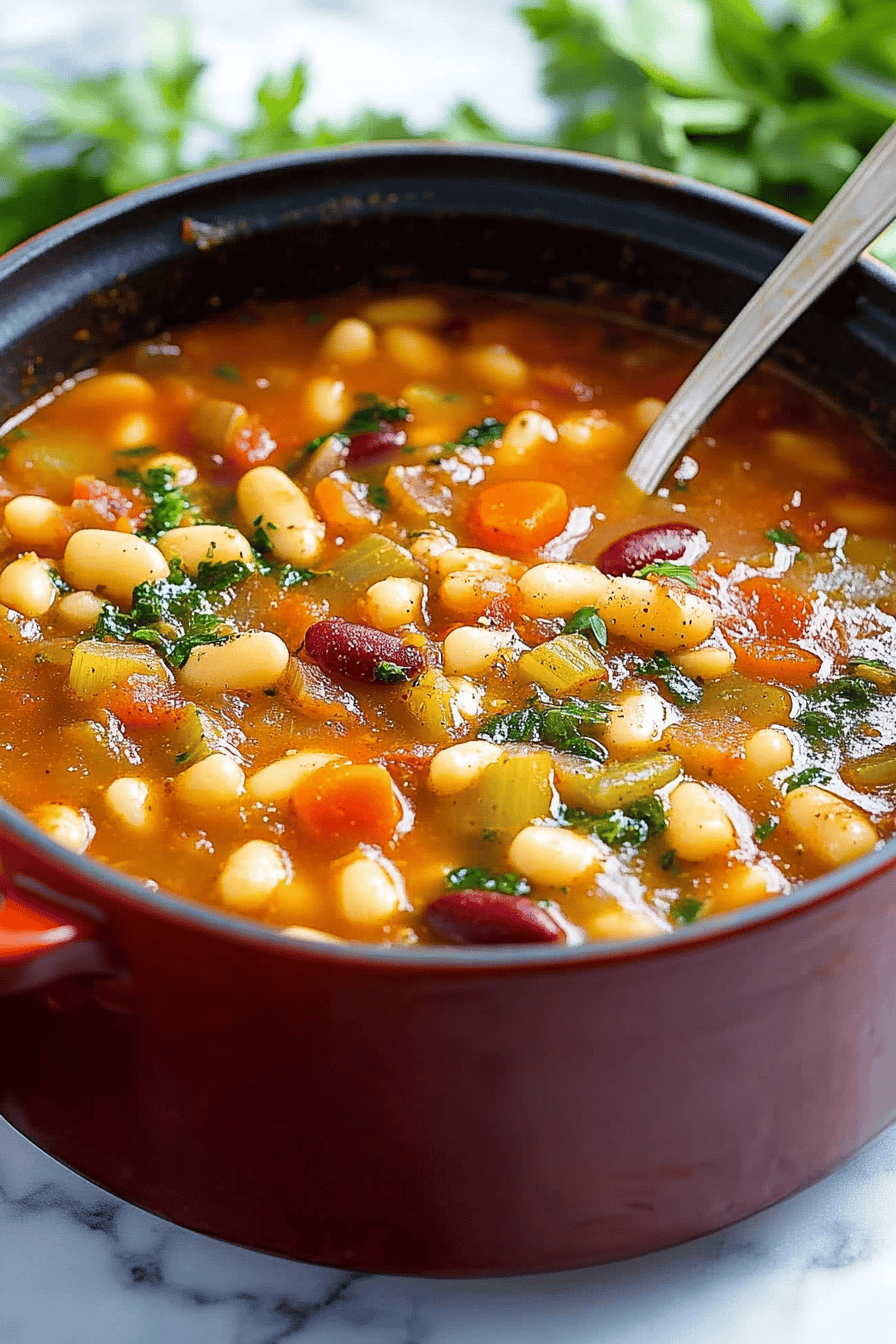 Minestrone Soup final dish beautifully presented and ready to serve
