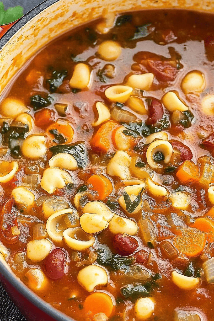 Minestrone Soup Recipe ingredients organized and measured on kitchen counter