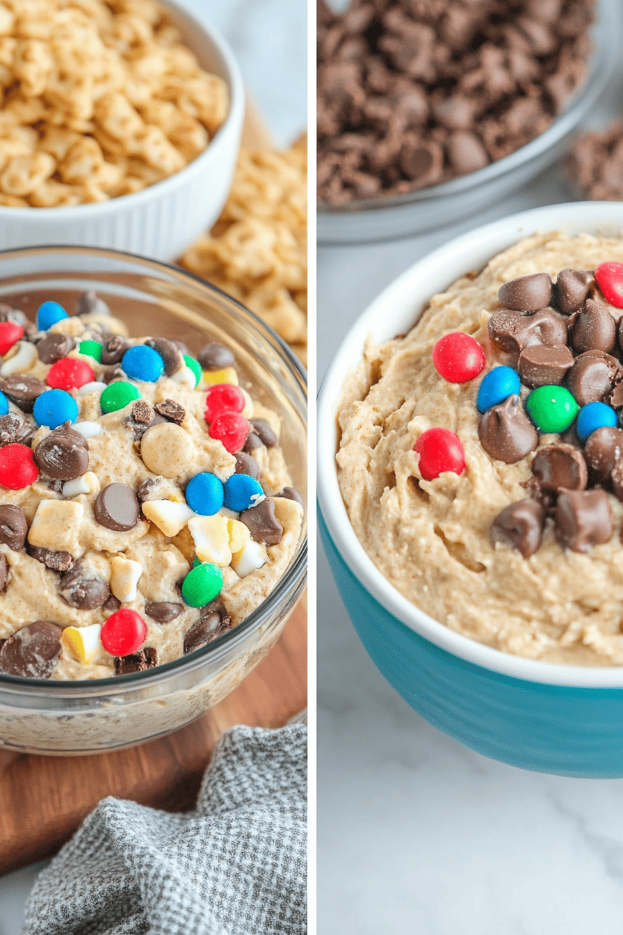 Monster Cookie Dessert Dip final dish beautifully presented and ready to serve