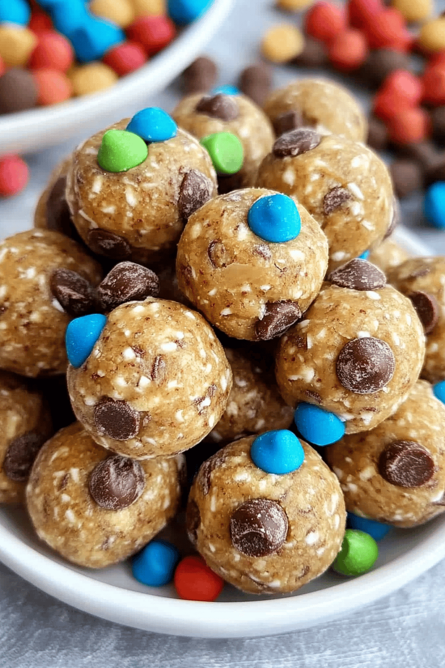 Monster Cookie Energy Balls ingredients organized and measured on kitchen counter