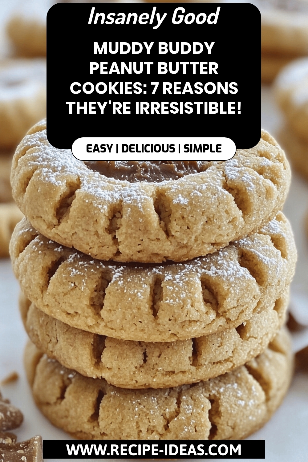 Muddy Buddy Peanut Butter Cookies final dish beautifully presented and ready to serve