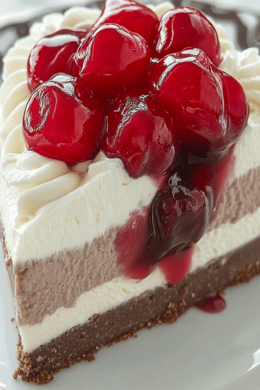 No-Bake Black Forest Cheesecake final dish beautifully presented and ready to serve