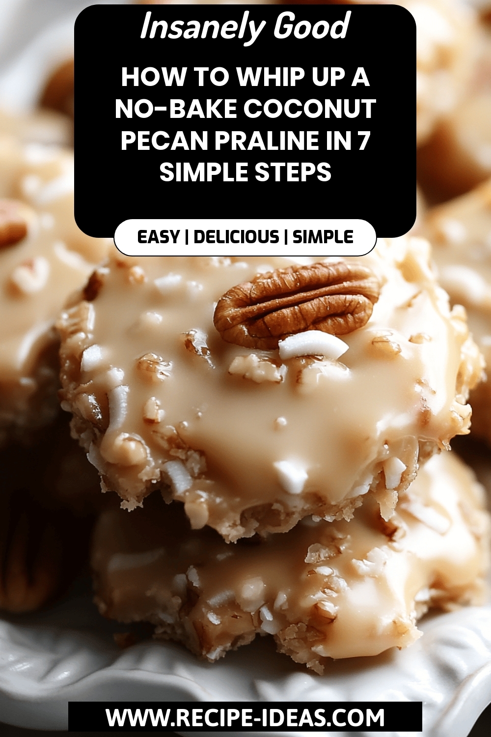 No-Bake Coconut Pecan Praline final dish beautifully presented and ready to serve