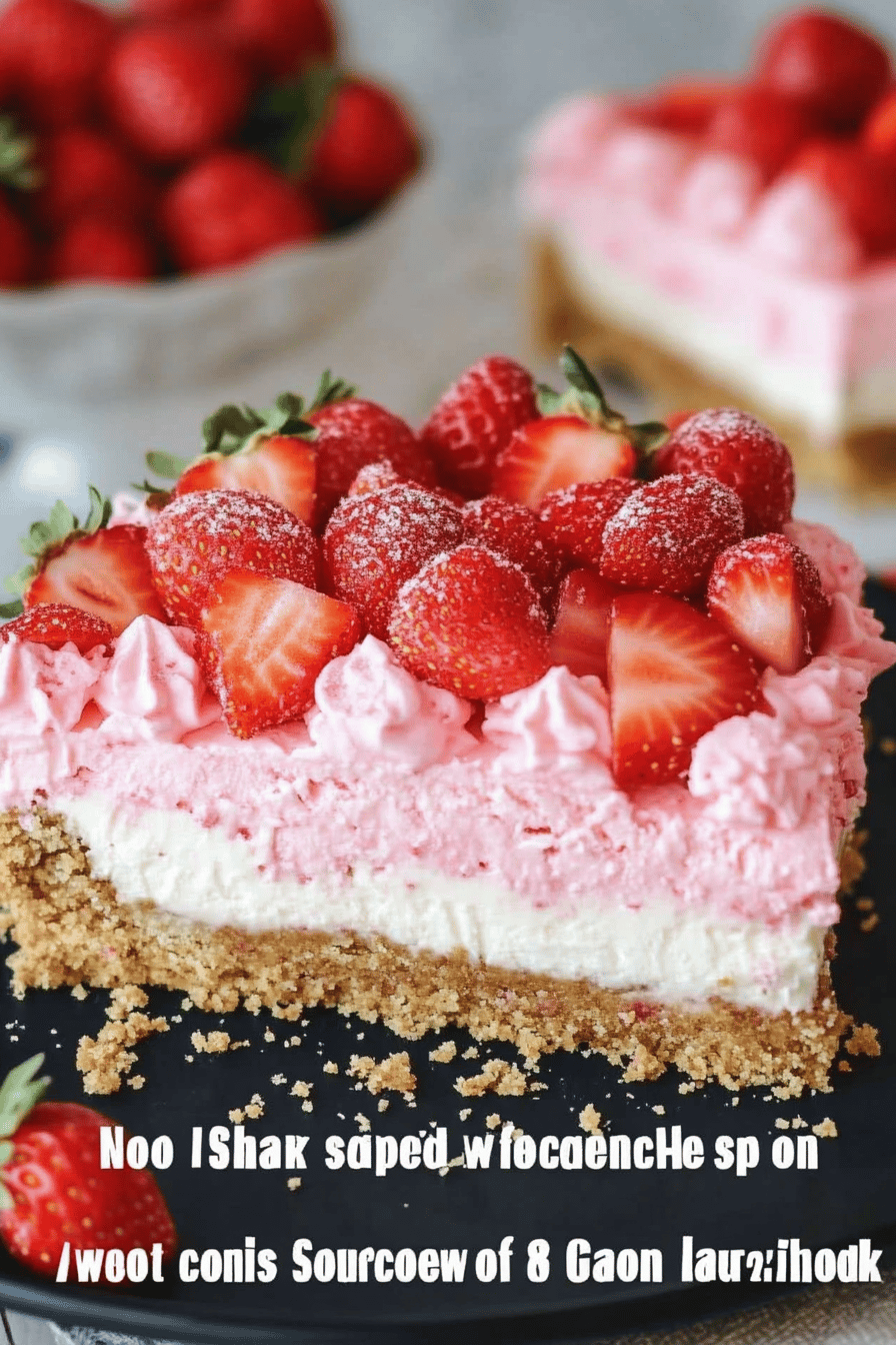 No-Bake Strawberry Cheesecake slice on plate showing perfect texture and swirl pattern