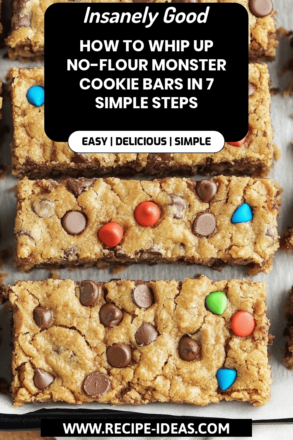No-Flour Monster Cookie Bars final dish beautifully presented and ready to serve
