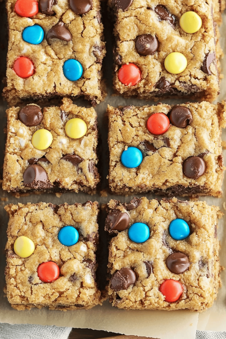 No-Flour Monster Cookie Bars