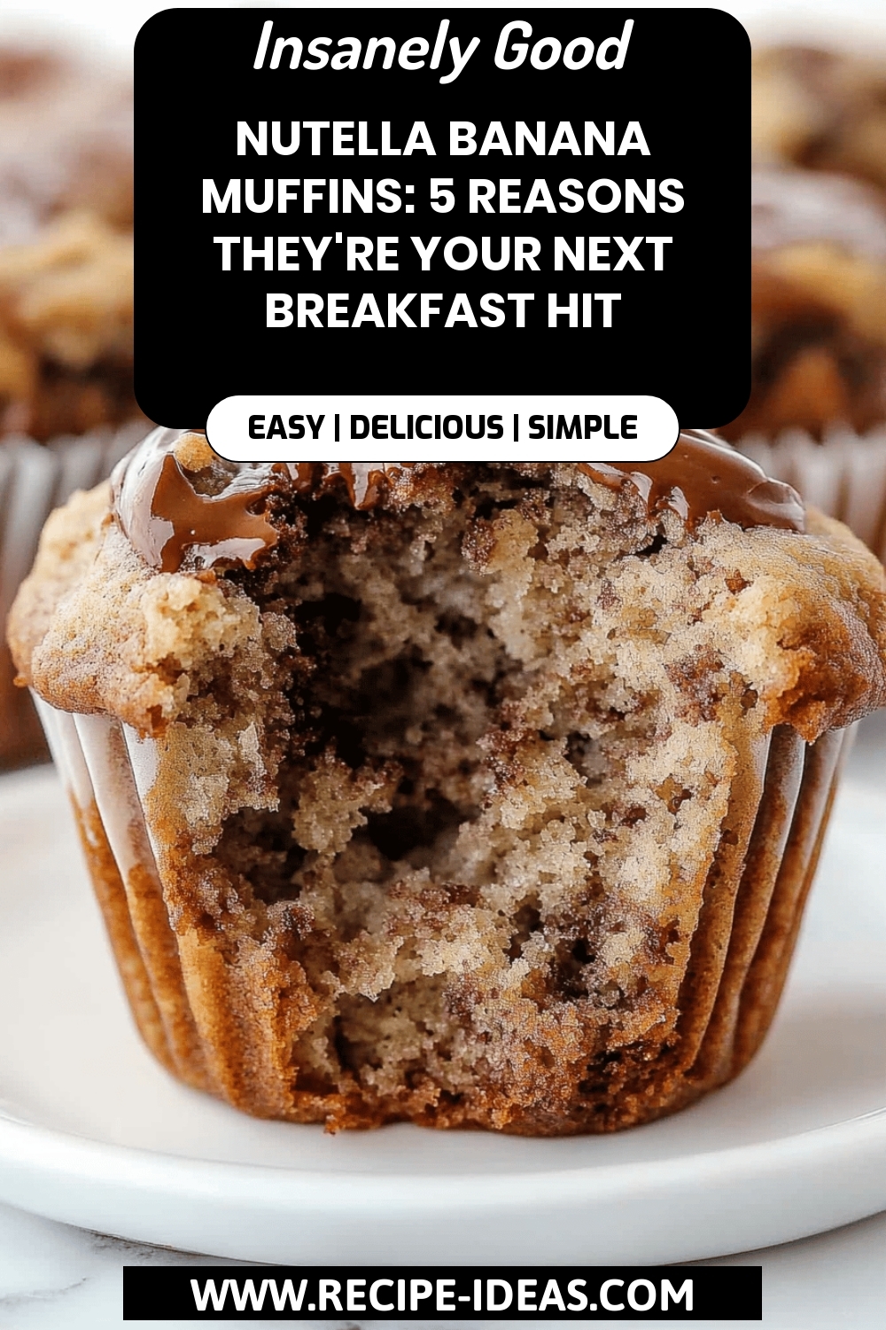 Nutella Banana Muffins final dish beautifully presented and ready to serve