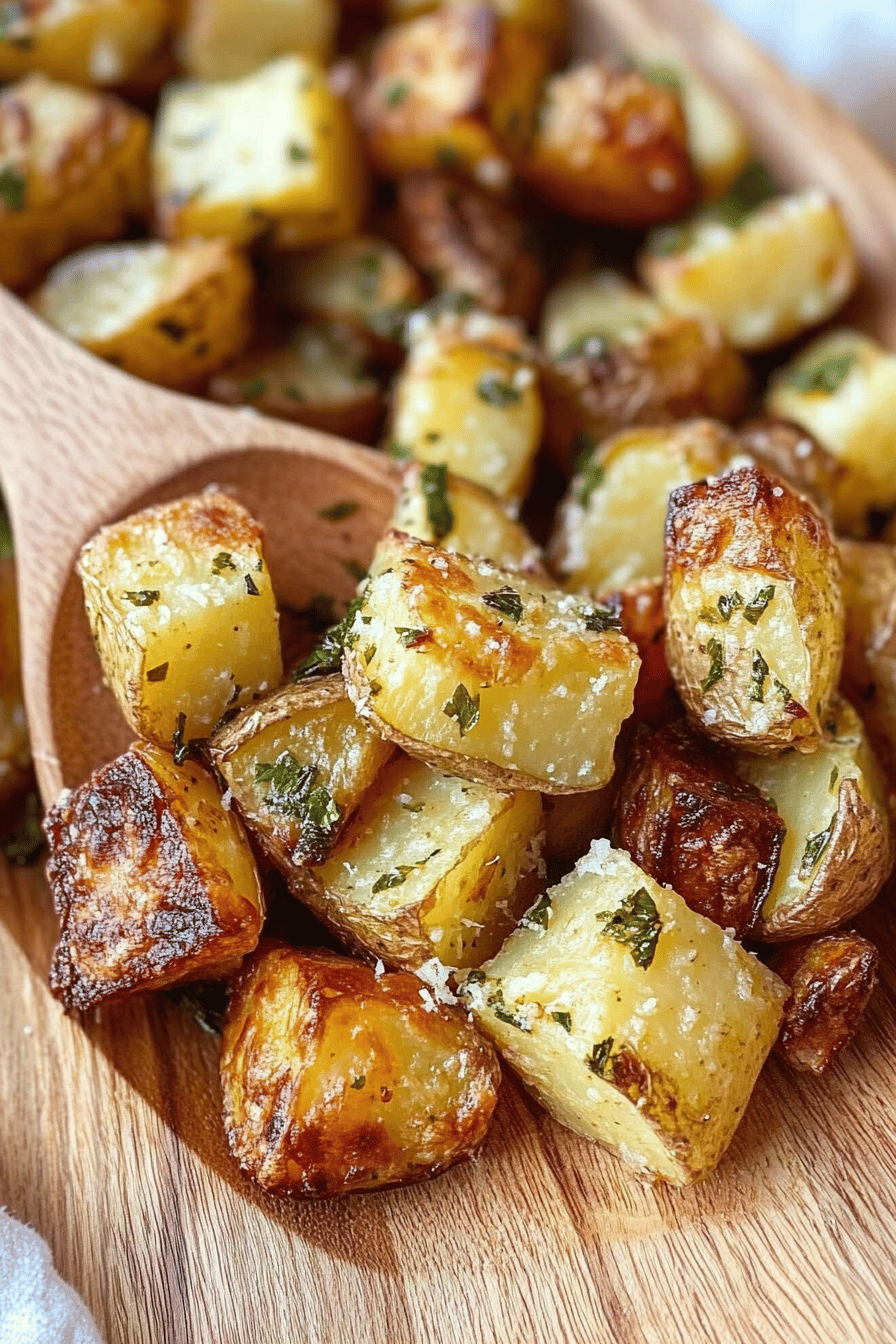 Parmesan Roasted Potatoes slice on plate showing perfect texture and swirl pattern